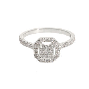 Anillo de diamantes de oro rosa de 14 quilates con ajuste de banda pavé de Halo octogonal elegante regalo de aniversario de compromiso - Product Image 2