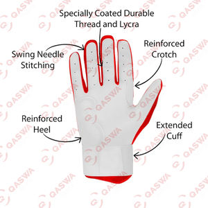 Gants de frappe de baseball en cuir véritable durable avec logo personnalisé pour les jeunes et les adultes Qualité supérieure pour les joueurs professionnels - Product Image 5