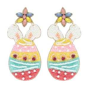 Colorful Bunny Rabbit Seed Beaded Earrings For <b>Girls</b> And Women Ideal For Celebrations And Fun Outings With Stylish Detailing - Product Image 1
