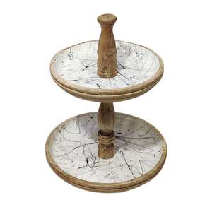 Support à gâteau en bois de style moderne fait à la main avec jambe en métal pour la décoration de table de mariage fabricant en gros exportateur - Product Image 4