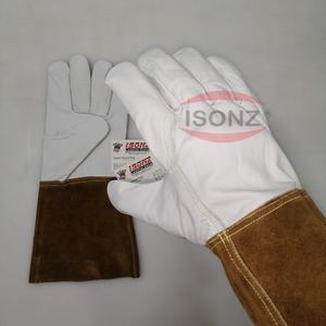 Gants de soudage TIG MIG en cuir de vache résistant à la chaleur ISONZ, gants de soudage à l'argon, gants TIG avec poignet en daim - Product Image 6