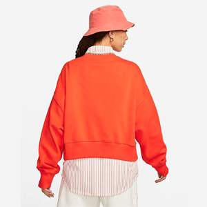 Sudadera holgada de cuello redondo acanalado, 70% algodón, 30% poliéster reciclado, lana acanalada, con dobladillo, naranja brillante - Product Image 2