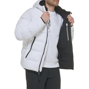 Chaqueta Acolchada Ligera con Capucha y Cuello Alto para Hombre, con Cierre de Cremallera, Informal, para Uso Diario en Exteriores, para Invierno - Product Image 3