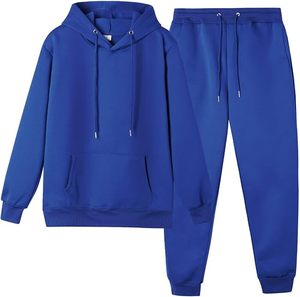 Ensemble sweat-shirt à capuche et pantalon de survêtement bleu marine, couleur unie, tenue décontractée pour adultes, toutes saisons, jogging - Product Image 5