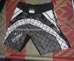 Vente en gros Short de MMA combat uni avec logo personnalisé Short de MMA rose violet noir rouge blanc léger XXL polyester bleu sublimation - Product Image 4