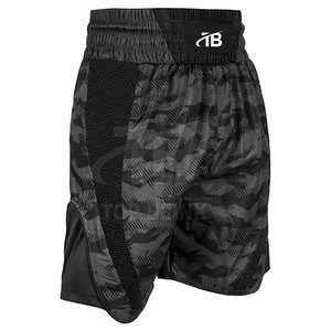 2025 Fourniture directe d'usine personnalisée 100% Polyester sportif motif solide short de boxe avec fermeture élastique à la taille moyenne OEM/ODM - Product Image 3