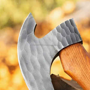มีดดามัสกัสแบบดั้งเดิมเต็ม Tang เครื่องตัดพิซซ่าอเนกประสงค์ขวานเนื้อสับยูทิลิตี้เครื่องตัดพิซซ่ามีดขวานหนัง Sheath - Product Image 4
