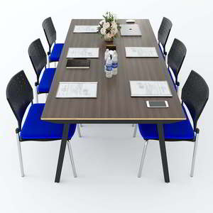 Modern 200x100cm Plywood Wood Plywood <b>Office</b> Furniture HBPL009 Easy Assembly Meeting <b>Table</b> with Iron Legs - Product Image 4