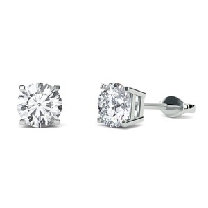 <b>Squared</b> Claw Round Cut Diamond Designer Earrings 0.30 Ct Lab Grown Diamond In Platinum Party Wear Luxury - Product Image 3