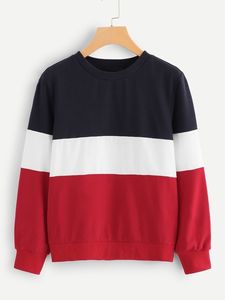 Sweat-shirt d'hiver pour femme, prix usine OEM, blocs de couleur, logo brodé personnalisé, col rond, à capuche - Product Image 6