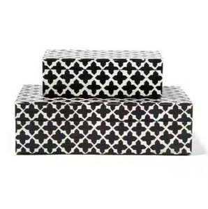 Caja de Joyería de Madera con Incrustaciones de Hueso de Color Personalizado, Forma Cuadrada, Artesanía India con Madreperla para Bodas y Año Nuevo - Product Image 6