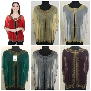 Free Shipping Long Poncho Shrug Cardigan Blouse Shirt Free Size Hand Bead <b>Sequins</b> Embroidery Work Long Poncho for Women Style - Product Image 2