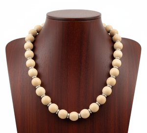 Collier pour femme en perles de bois naturelles parfumées de 18 pouces, noué à la main, bijoux géométriques en perles, plaqué or 24 carats, cadeau pour - Product Image 6
