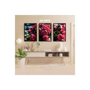 Ensemble de table 2 pièces en MDF de haute qualité avec imprimé de fleurs de roses fanées, cadre coloré, arts muraux - Product Image 5