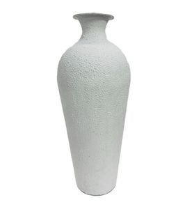 Florero decorativo de metal con textura blanca alta para sala de estar y dormitorio, perfecto para la exhibición de flores interior del hogar moderno - Product Image 1