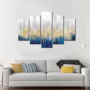 Impresión en lienzo con líneas doradas modernas - Decoración elegante para pared, mezcla de 5 piezas: Gallery Wrap - Product Image 1