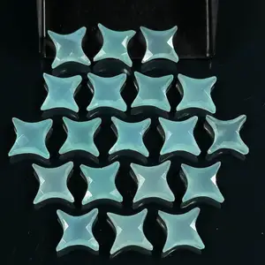 Cuentas talladas en forma de estrella Ninja de Calcedonia azul, cuentas de piedras preciosas en forma de estrella de lujo, fabricación de joyas en forma de estrella Briolette