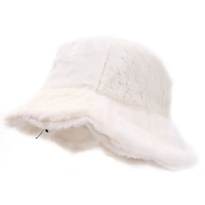 Dickes Lamm Wolle Eimer Hut Kunst pelz Fischer Hüte Frauen Mädchen Outdoor Winter Warme Fluff Caps Schüssel Hüte Autumn Street Caps