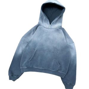 Sweat à capuche unisexe pour homme, 330 g/m², en molleton brodé, coupe oversize, effet délavé à l'acide, vieilli, délavé par le soleil, avec motif en relief personnalisé - Product Image 2