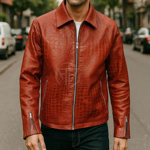 Veste d'hiver en cuir de vache texturé de qualité supérieure avec surface gaufrée, doublure lisse, design écologique et léger, logo frontal - Product Image 3