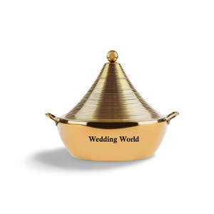 หม้อต้มสแตนเลสพร้อมฝาทองหม้อปรุงอาหารทำมือสไตล์คลาสสิกใหม่ที่อุ่นอาหารโลหะ - Product Image 5