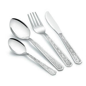 Ensemble de cuillères à thé couleur argent et brun fourchette cuillère à dessert couteau en acier inoxydable martelé accessoires de cuisine miroir, acier - Product Image 5