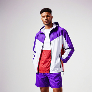 Conjunto de pantalones cortos cortavientos impermeables sólidos de alta calidad personalizados de verano al por mayor ropa de correr unisex de nailon para hombre - Product Image 2