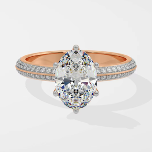 IGI Certifié 14Kt Or Rose Plaqué Lab Grown Diamond Solitaire Ring Ethniquement Inspiré Ovale Cut Fiançailles Cadeau De Mariage - Product Image 1