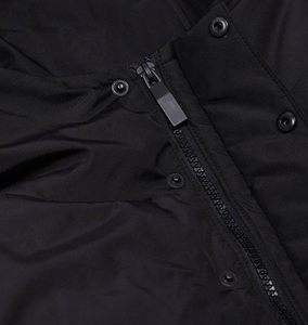 Veste d'hiver noire à col montant en toile personnalisée et chaude pour hommes avec logo bulle d'air à logo à l'avant - Product Image 2