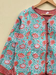 Indian Handmade Cotton <b>Jacket</b> Winter Wear Quilted Coat Reversible Stripe Piping <b>Jacket</b> <b>Women</b> Wear Indian Quilt Coat <b>Wedding</b> Gift - Product Image 2