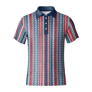 เสื้อโปโลผู้ชาย OEM แขนสั้น ผ้าประสิทธิภาพสูง ระบายอากาศ ซับเหงื่อ ลายทาง รับสกรีนโลโก้ สวมใส่สบาย - Product Image 1