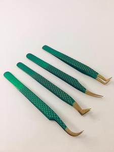 Pince à épiler antistatique en acier inoxydable rose bébé incurvée à 90 degrés avec pointe dentelée, boîte miroir, outil d'extension de cils - Product Image 4