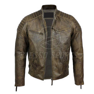 Blouson en cuir de moto pour homme, style motard, course et biker - Product Image 3