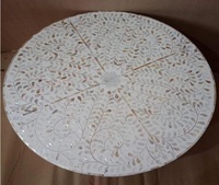 Console en incrustation d'os, table basse en incrustation d'os, design d'inspiration bohème par f s international