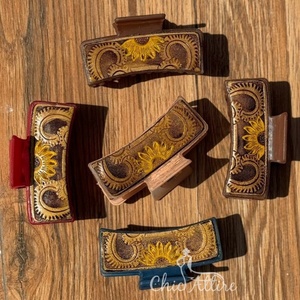 Gros Main Usiné En Cuir Pince À Griffes Peau De Vache Rectangle Fille Cheveux Griffe pour Femmes Cheveux Épais Art Cowboy Cheveux Accessoires - Product Image 1