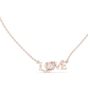 Collier pendentif LOVE en diamant CVD EF VVS-VS créé en laboratoire de 0,094 CT, options en or 18 carats, 14 carats, or rose, or jaune, or blanc, élégant et raffiné - Product Image 3