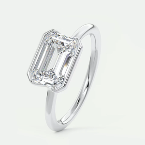 Certifié 1.00 Carat Emeraude Forme Lab Grown Diamond Solitaire Bague de mariage 14K Or blanc F Couleur VVS2 Clarté pour les femmes - Product Image 1