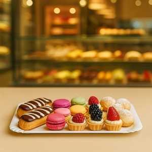 20 vassoi monouso in cartone in politene misura 3 (23.5x17 Cm) per dolci per pasticcerie da asporto stoviglie e stoviglie - Product Image 3