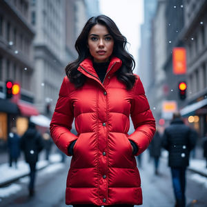 Manteau bouffant à bulles surdimensionné pour femmes de haute qualité veste d'hiver à col montant matelassé avec caractéristique tricotée respirante coupe-vent - Product Image 4
