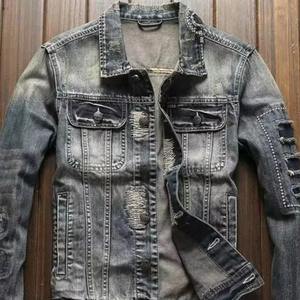 Chaqueta vaquera ajustada estilo retro para hombre, ropa de trabajo para montar en motocicleta, chaqueta informal holgada - Product Image 6