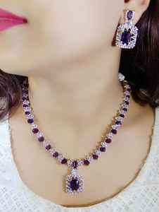 Trending Design Elegant American Diamond Necklace <b>Set</b> with Red Stone for <b>Women</b> Wedding Party Wear <b>Jewellery</b> For <b>Women</b> - Product Image 4