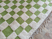 Beste Qualität Maßge schneiderte Beni Ourain Tribal Schachbrett Shag Wolle Teppich Boho Marok kanisch Grün Weiß Teppich Hand gefertigt Beni Set