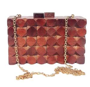 Sac à main en bois avec bandoulière chaîne, sac à main en bois fait main, sac à main en bois, accessoire de mariée pour événement de mariage - Product Image 4