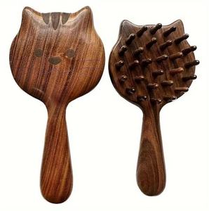 Professional Polished Durable Wooden <b>Massage</b> Comb Natural Wood Handmade Wide Tooth Hair Detangling <b>Scalp</b> - Product Image 3
