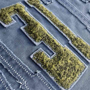 T-shirt personnalisé lourd 100% coton sérigraphie délavée au soleil avec lavage à l'acide broderie chenille - Product Image 2