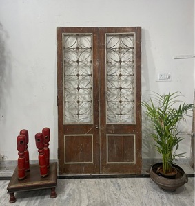 Paneles de puerta de madera maciza antiguos, Marco tallado a mano, muebles de hierro de lujo modernos para comedor, dormitorio, Villa, muebles para el hogar delantero - Product Image 1