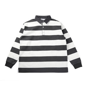 Custom Embroidery logo 100% Cotton Jersey Striped <b>Long</b> <b>Sleeves</b> <b>Rugby</b> Polo <b>Shirt</b> Wholesale - Product Image 5