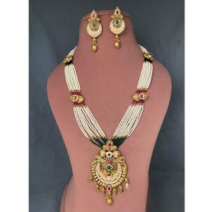 ชุดสร้อยคอประดับจี้รูปหินชุบทองคุณภาพระดับพรีเมี่ยมพร้อมต่างหูคอลเลกชั่นเทศกาลแต่งงานสำหรับผู้หญิง - Product Image 1