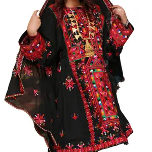 BALOCHI gaun tradisional bordir tangan, Gaun Pesta & kasual dengan bordir mesin dan keindahan