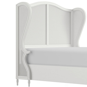 Cadre de lit en panneaux de canne française en acajou massif élégant, style français vintage pour chambre principale, lit queen, lit king, hôtel, intérieur résidentiel - Product Image 3